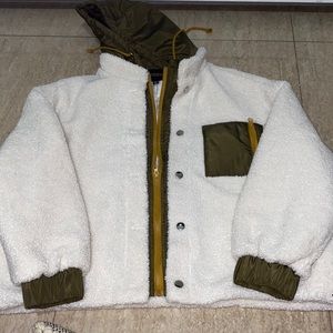 Green and white teddy bear jacket